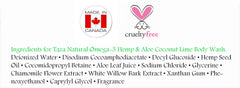 Taza Natural Omega-3 Hemp & Aloe Coconut Lime Body Wash