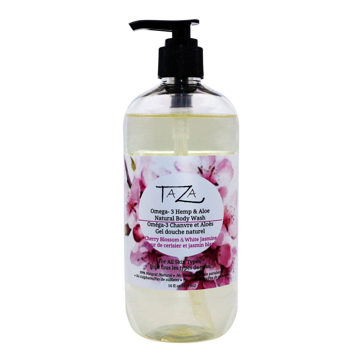 Taza Natural Omega-3 Hemp & Aloe Cherry Blossom and White Jasmine Body Wash