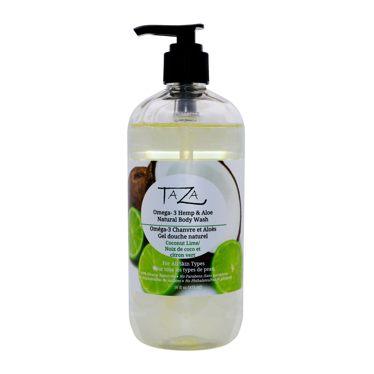 Taza Natural Omega-3 Hemp & Aloe Coconut Lime Body Wash