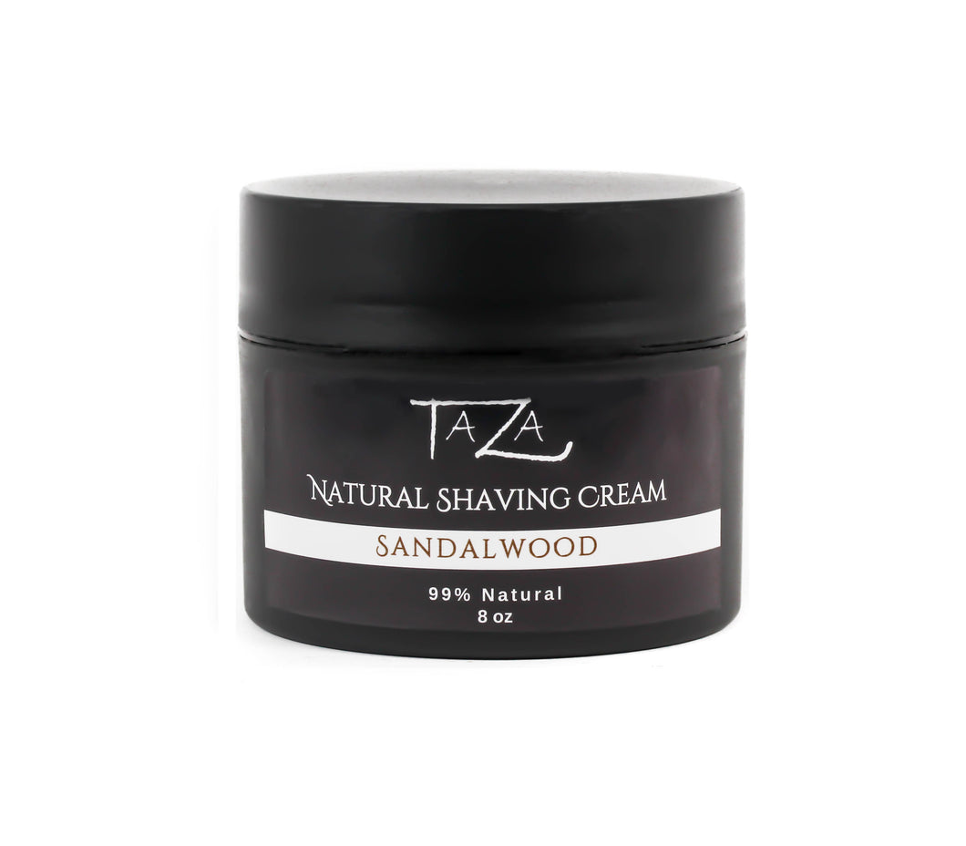 Premium Taza Natural Sandalwood Shaving Cream (8 oz), Contains Jojoba Oil, Glycerin