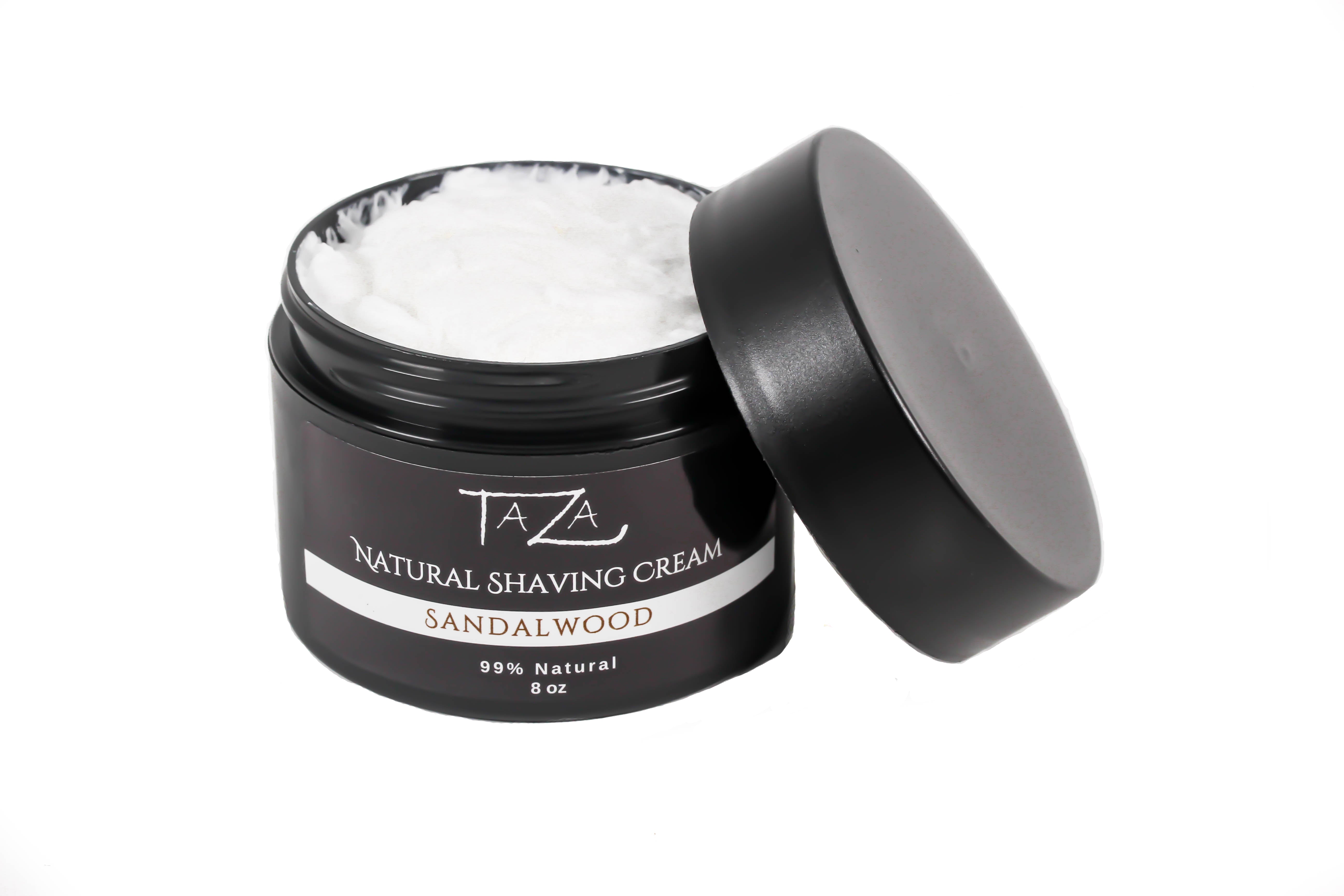 Premium Taza Natural Sandalwood Shaving Cream (8 oz), Contains Jojoba Oil, Glycerin