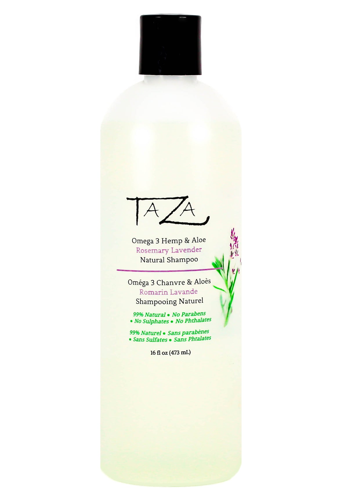 Taza Natural Omega-3 Hemp & Aloe Rosemary Lavender Botanical Shampoo