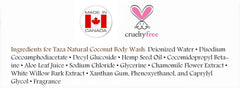 Taza Natural Omega-3 Hemp & Aloe Coconut Body Wash