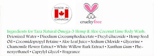 Taza Natural Omega-3 Hemp & Aloe Coconut Lime Body Wash