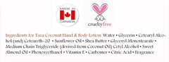 Taza Natural Coconut Hand & Body Lotion
