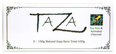Taza Tea Tree Oil and Activated Charcoal Natural Soap (Pack of 3)